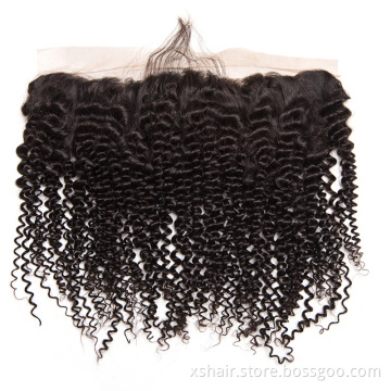 Hot sale factory kinky curly deep curly ear to ear closure frontal lace closure virgin human hair lace front